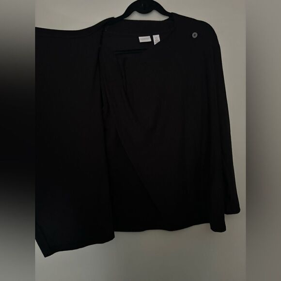 Chico's Weekends CoziSoft Long Sleeve Drape Cardigan SZ 0/ Small Black Ribbed - Picture 7 of 9